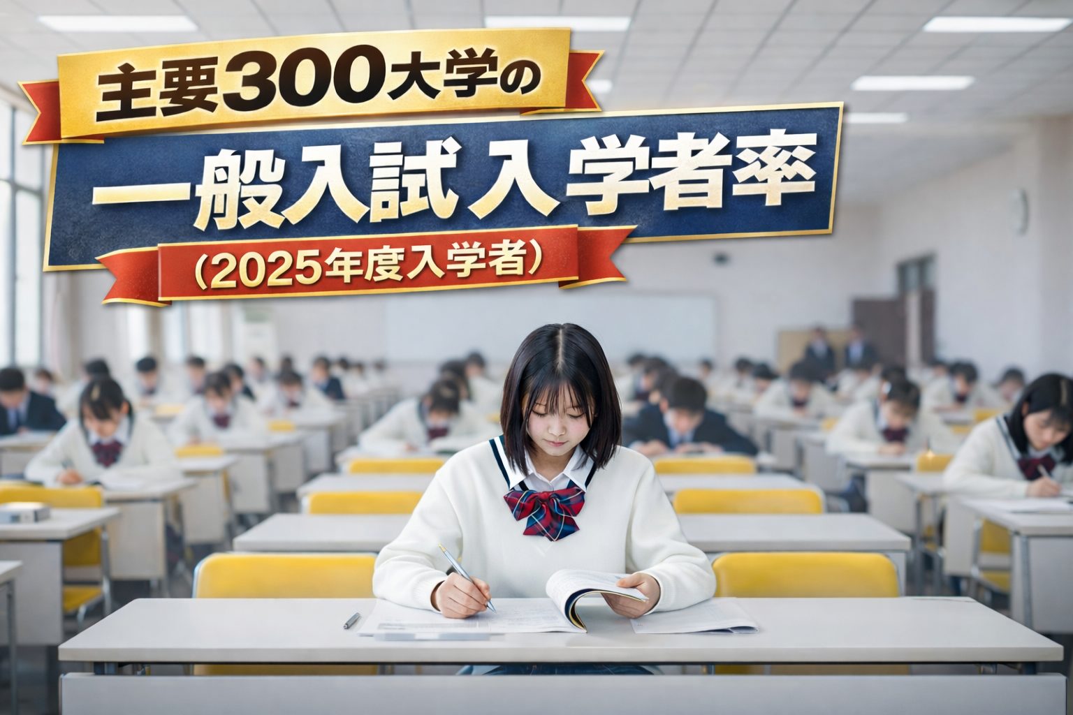 主要300大学の一般入試入学者率（2025年度入学者）